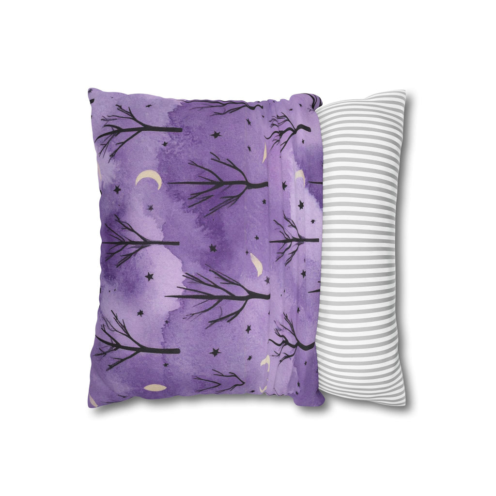 Purple Moonlit Forest Throw Pillow Cover
