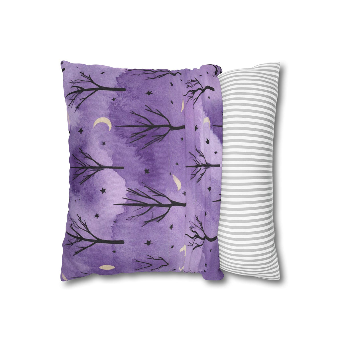 Purple Moonlit Forest Throw Pillow Cover
