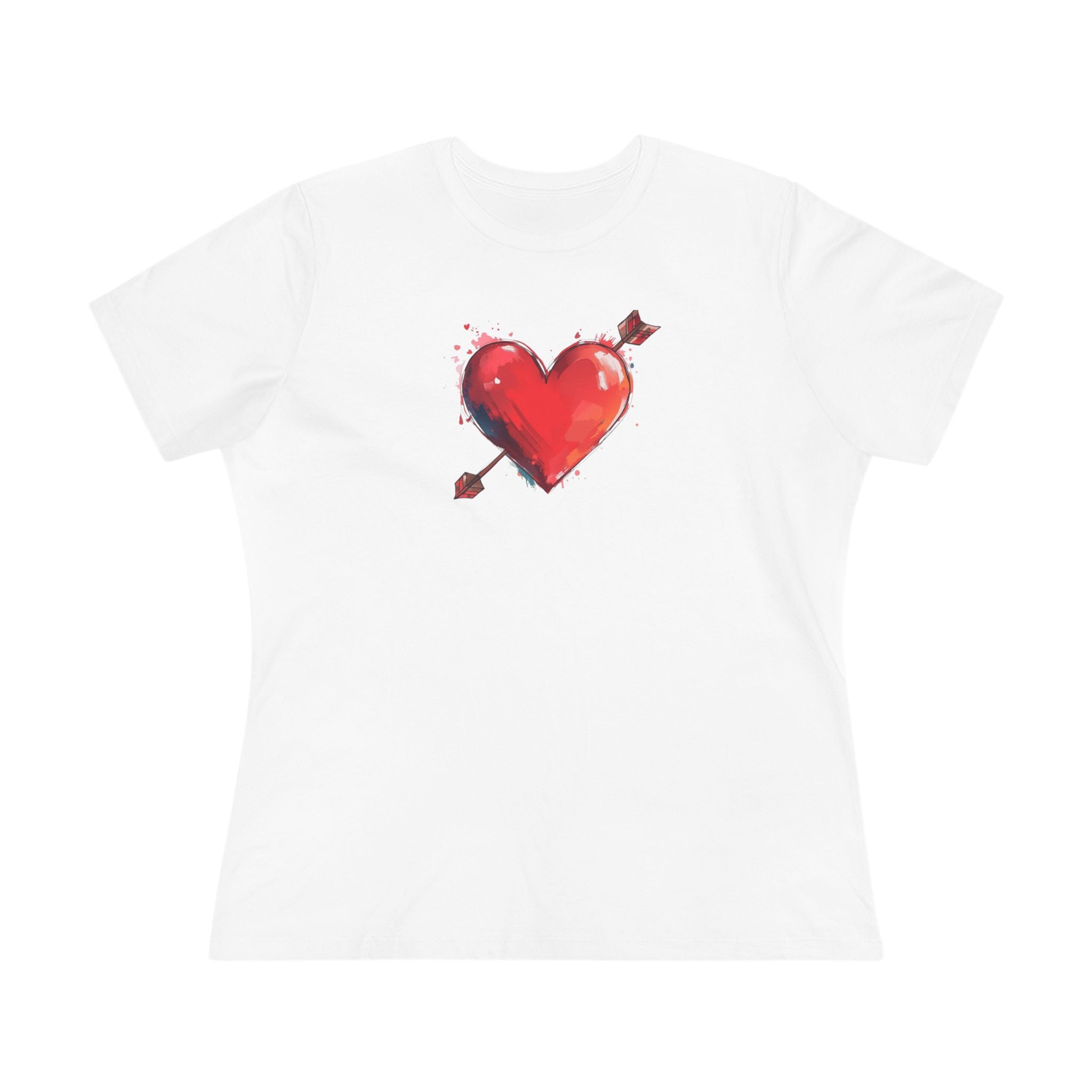 Heart & Arrow Women's Tee — Cute Watercolor Valentine Shirt