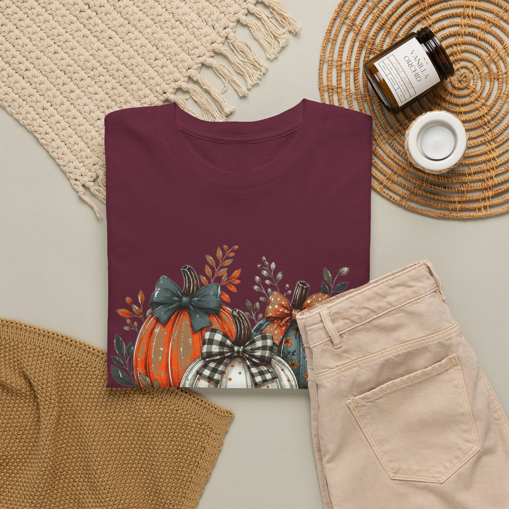 Autumn Pumpkin Trio Tee — Fall Floral Harvest Shirt