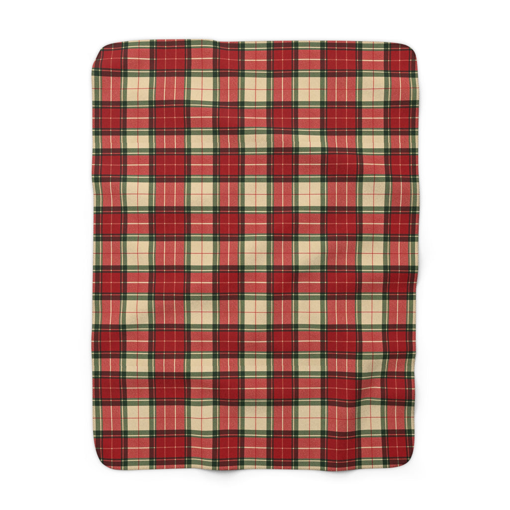 Red Green Tartan Plaid Sherpa Fleece Blanket