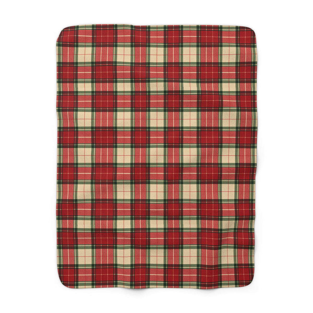 Red Green Tartan Plaid Sherpa Fleece Blanket
