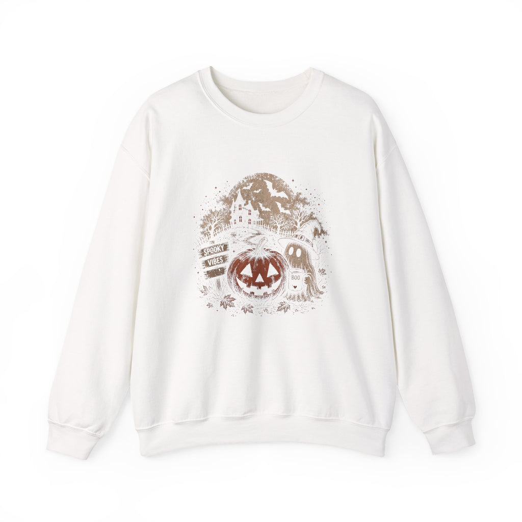Halloween Pumpkin Patch Crewneck Sweatshirt – Spooky Scenic Jack-O'-Lantern Design