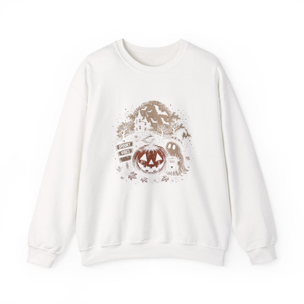 Halloween Pumpkin Patch Crewneck Sweatshirt – Spooky Scenic Jack-O'-Lantern Design