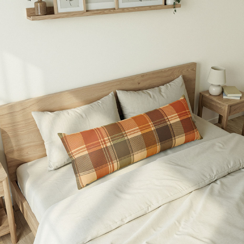Rustic Orange Brown Plaid Body Pillow