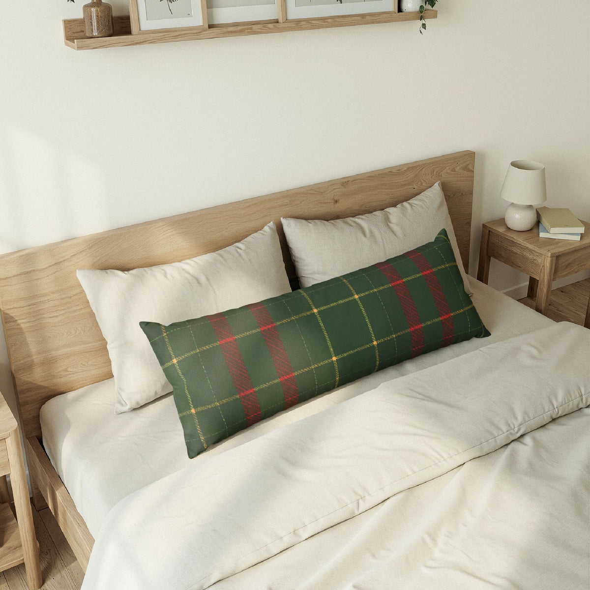 Forest Green & Red Tartan Body Pillow