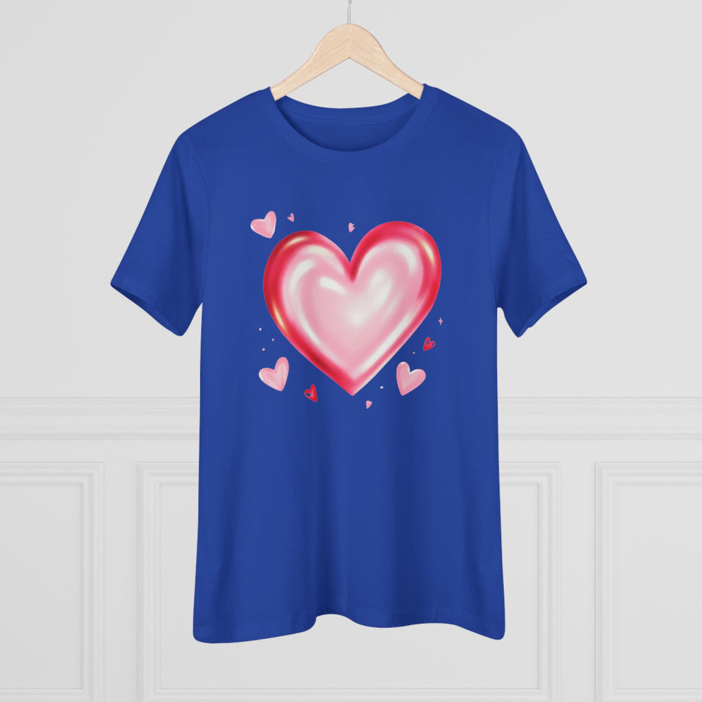 Watercolor Heart Cotton Tee - Pink Heart Graphic Shirt for Women