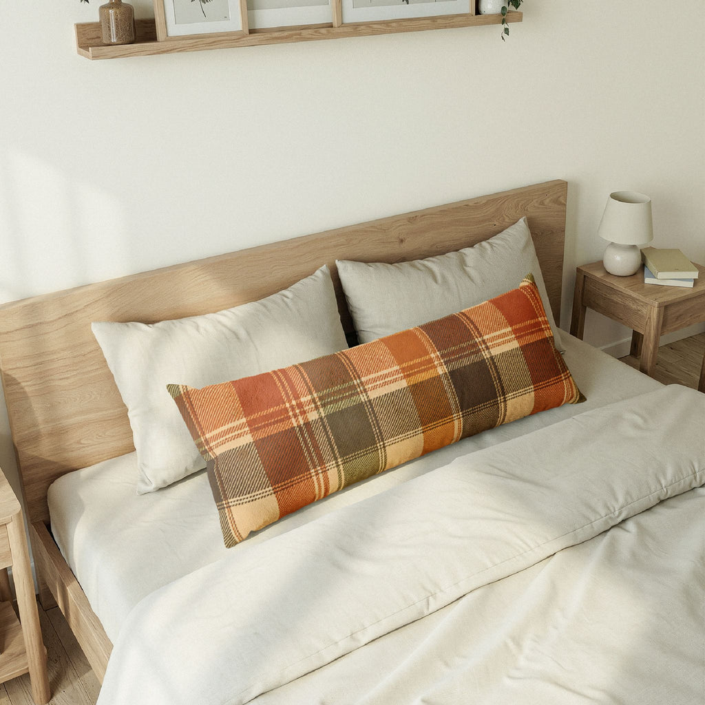Rustic Orange Brown Plaid Body Pillow