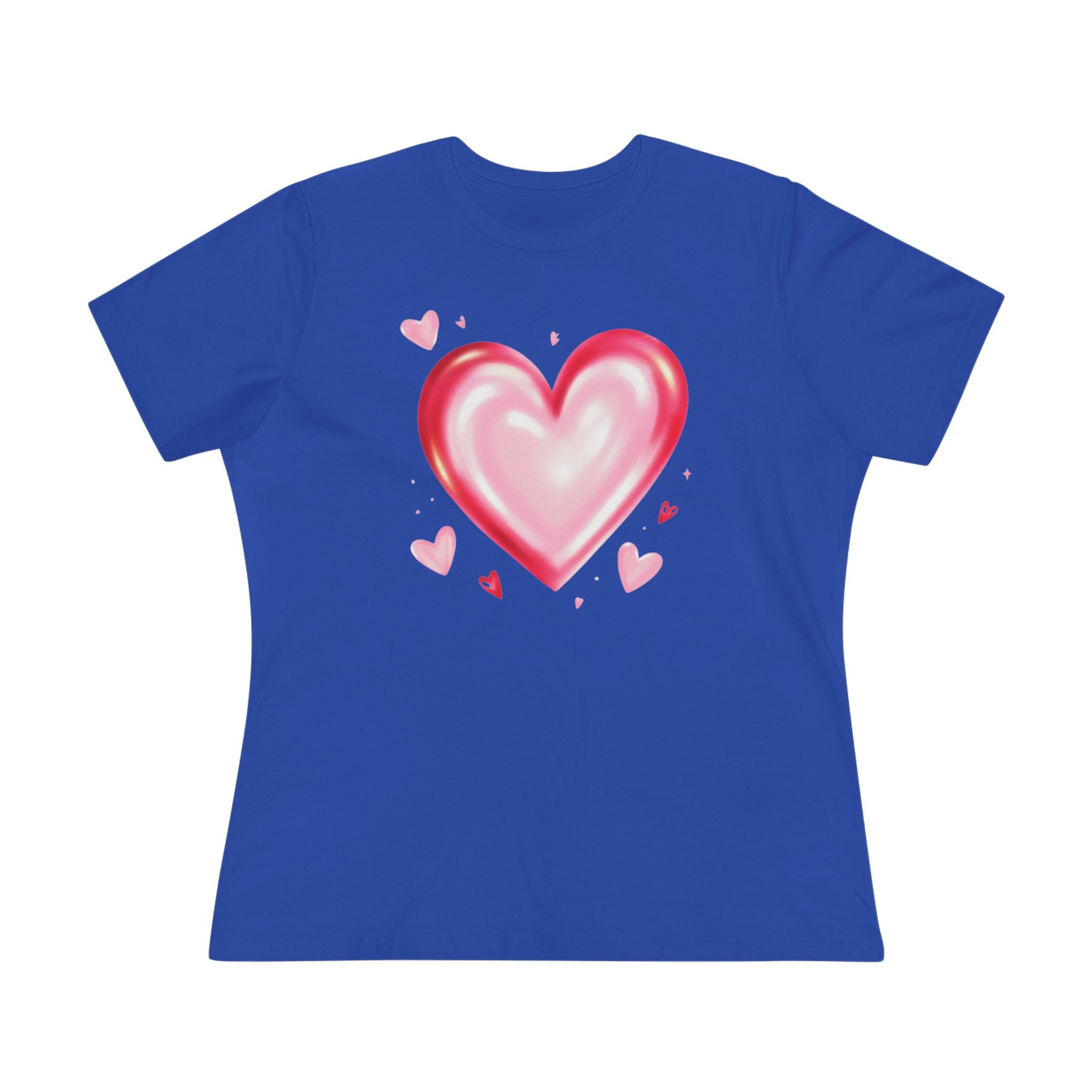 Watercolor Heart Cotton Tee - Pink Heart Graphic Shirt for Women