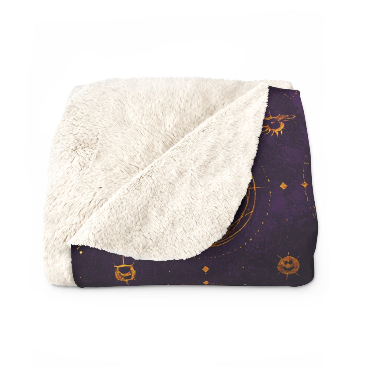 Mystic Moon & Stars Sherpa Blanket — Purple Celestial Fleece Throw