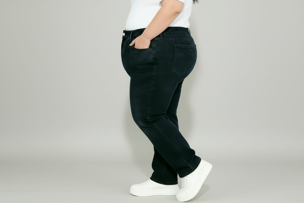Women's Straight Leg Denim Jeans - Mid Waist Breathable Casual Pants