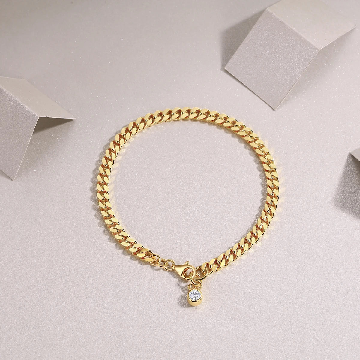 Moissanite Cuban Chain Bracelet - S925 Silver 18K Gold Plated Hip Hop Jewelry Unisex