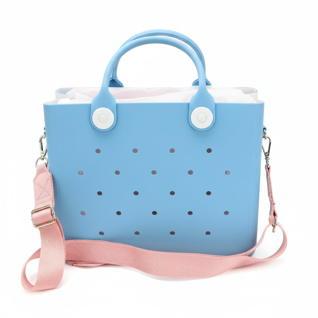 Waterproof EVA Tote Bag - Large Punching Design Beach Bag with Shoulder Strap