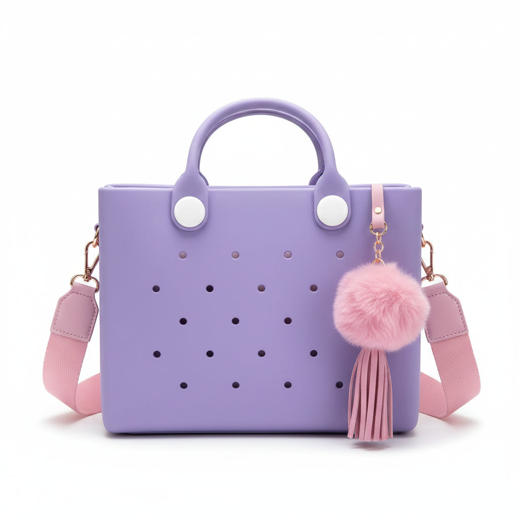 Waterproof EVA Tote Bag - Large Punching Design Beach Bag with Shoulder Strap