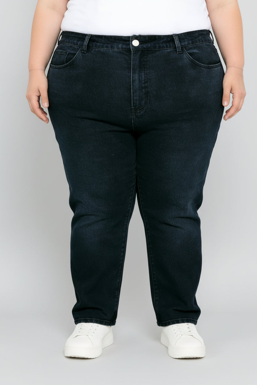 Women's Straight Leg Denim Jeans - Mid Waist Breathable Casual Pants