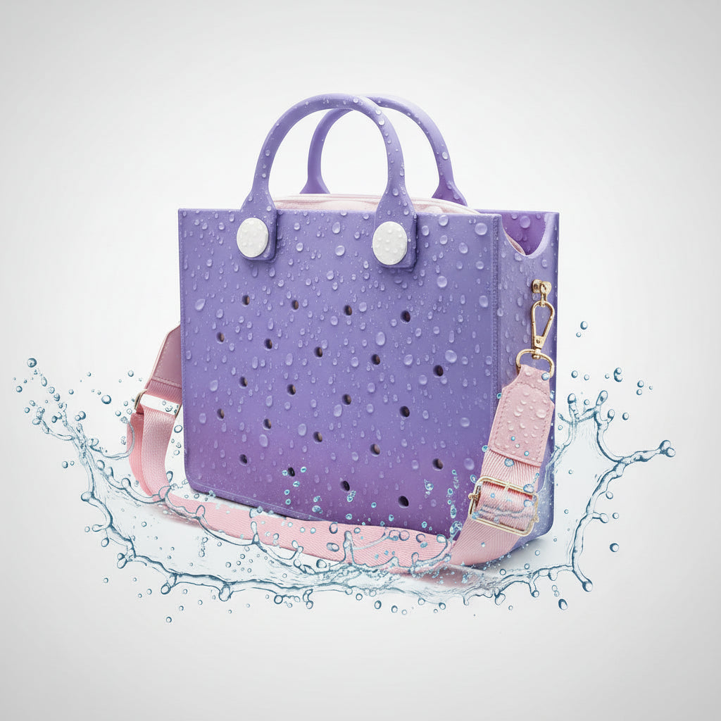 Waterproof EVA Tote Bag - Large Punching Design Beach Bag with Shoulder Strap