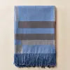 Super Soft 100% Australian Merino Wool Eco-Friendly Organic Breathable Wrinkle Resistant Blanket Home Textile Heavy Strip Throw