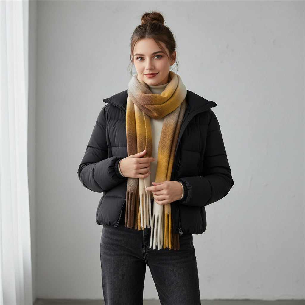 Cashmere Scarf for Women - Thick Warm Winter Shawl with Tassels