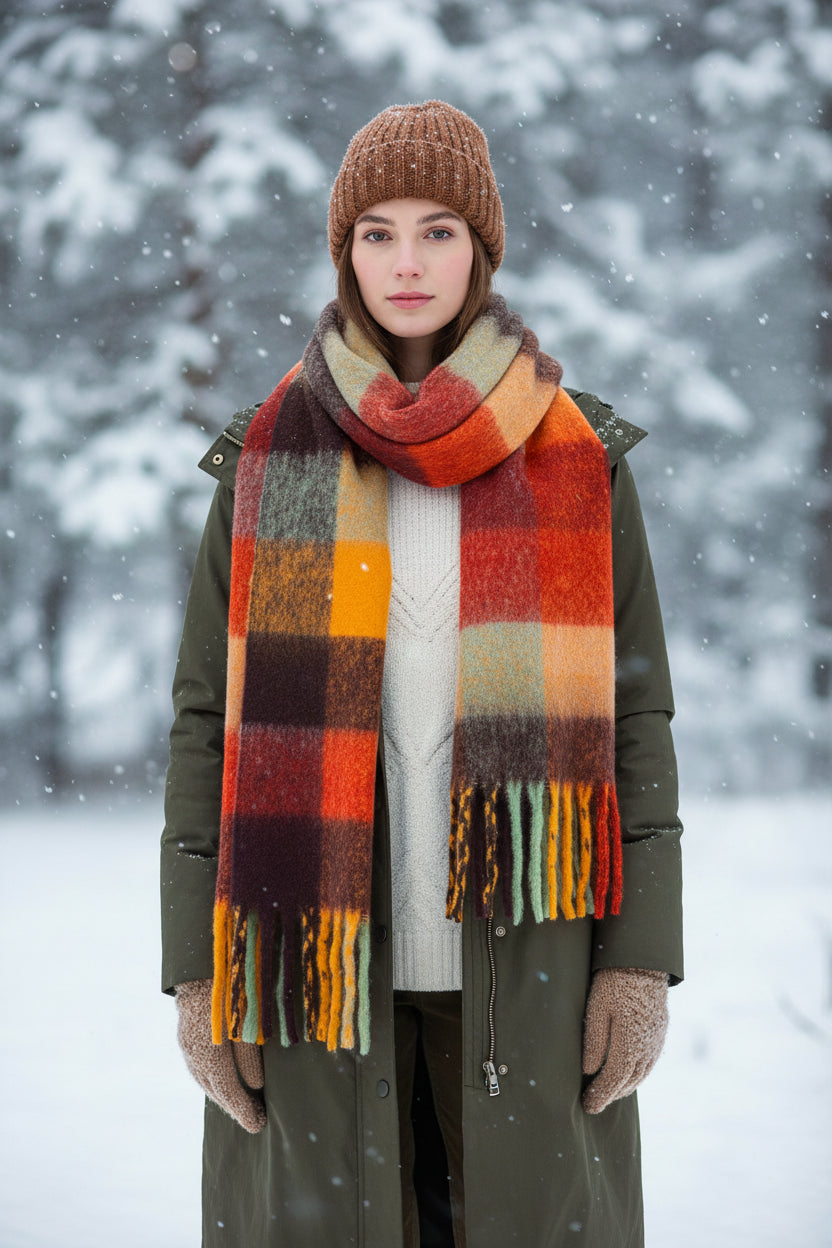 Cashmere Scarf for Women - Thick Warm Winter Shawl with Tassels