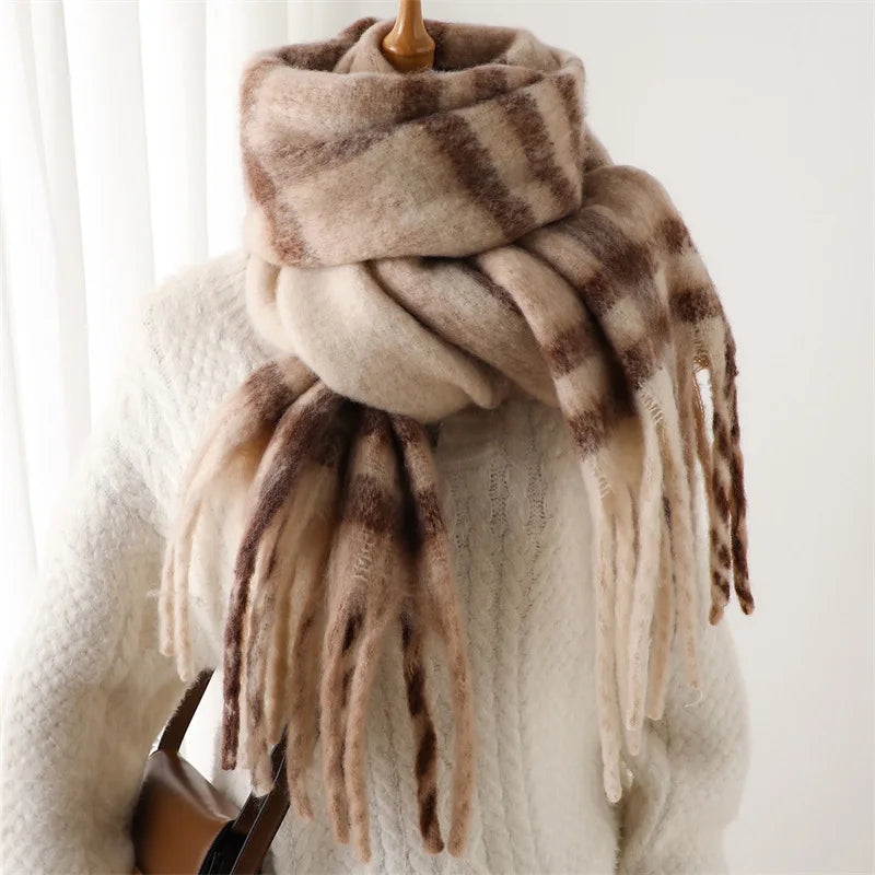 Cashmere Scarf for Women - Thick Warm Winter Shawl with Tassels
