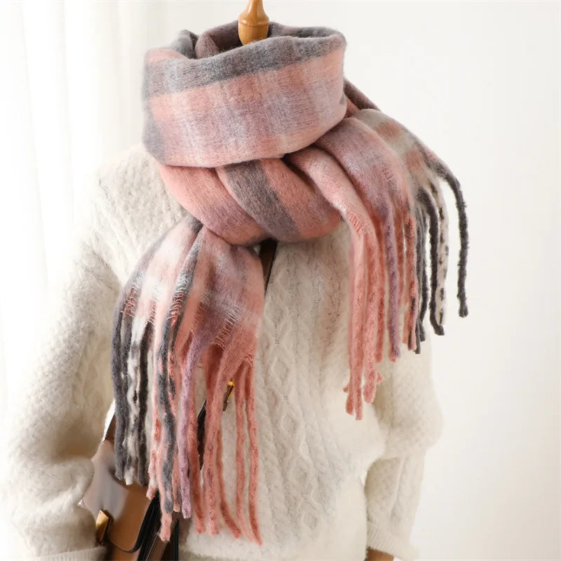 Cashmere Scarf for Women - Thick Warm Winter Shawl with Tassels
