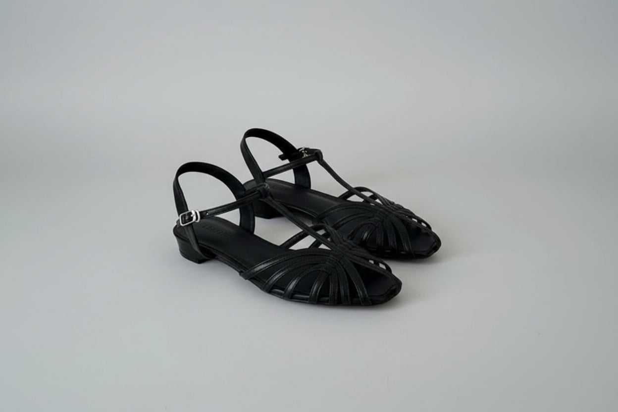 Narrow Strap Hollow Flat Sandals - Women's Luxury Roman Beach Sandal