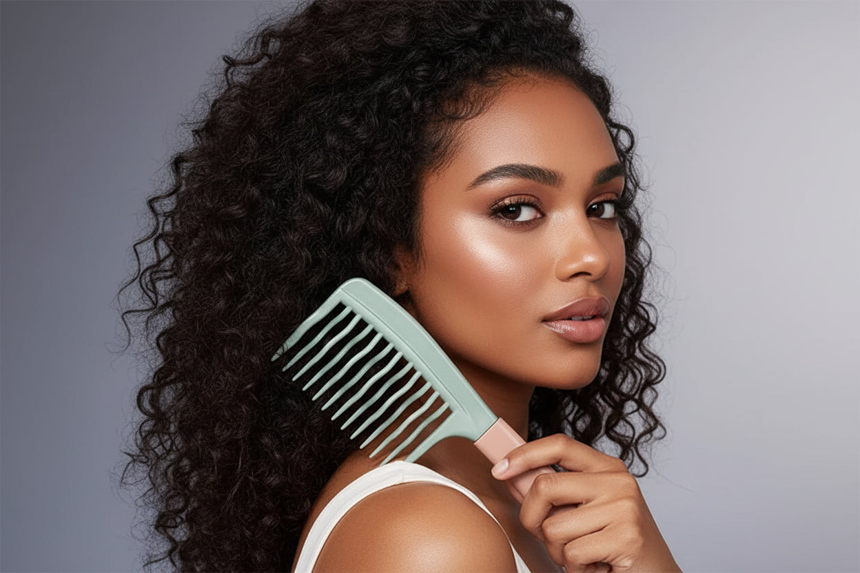 Dual Wide-Tooth Hair Comb - Detangling Comb for Curly Hair & Scalp Massage