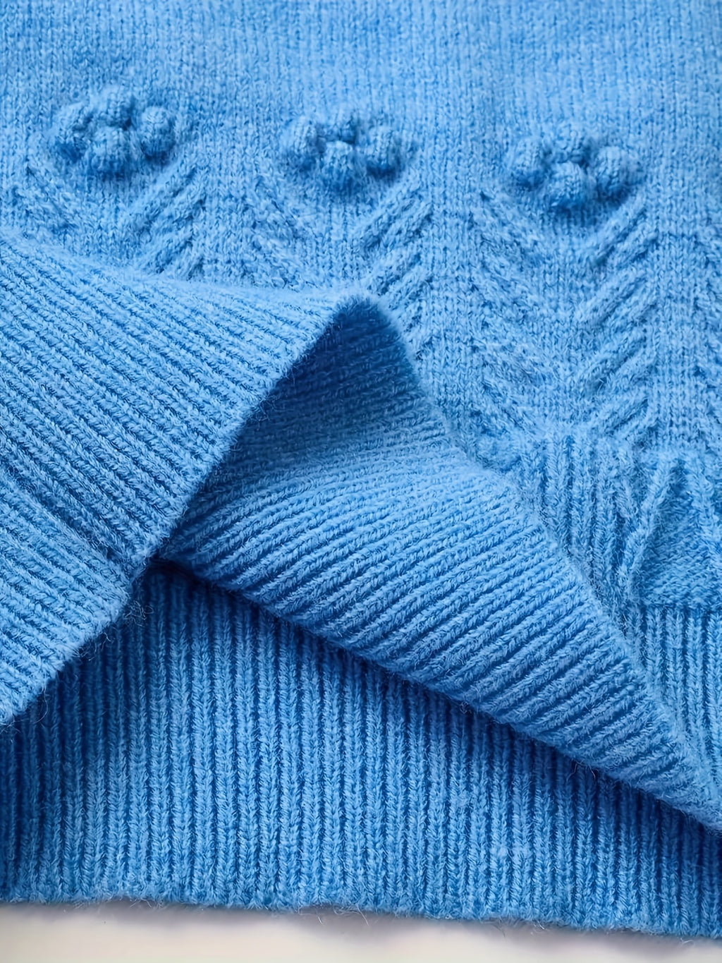 Plus Size Crew Neck Sweater - Solid Color Acrylic Knit