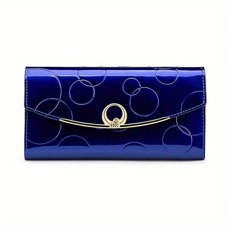 Genuine Leather Trifold Wallet Bag for Women - Classic Snap Closure with Zip Pocket