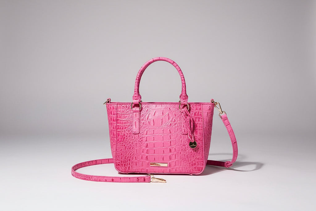 Crocodile Pattern Satchel Handbag - Classic Top Handle Purse for Women