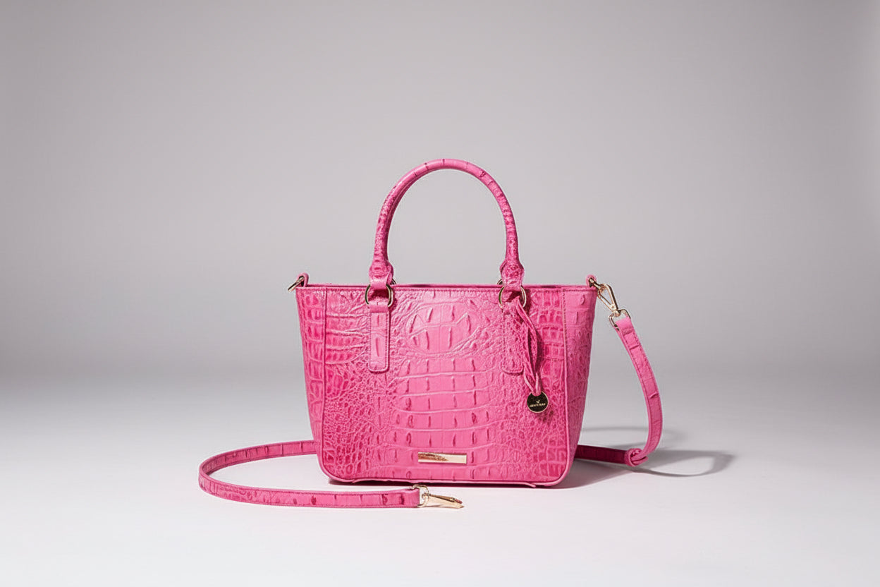 Crocodile Pattern Satchel Handbag - Classic Top Handle Purse for Women