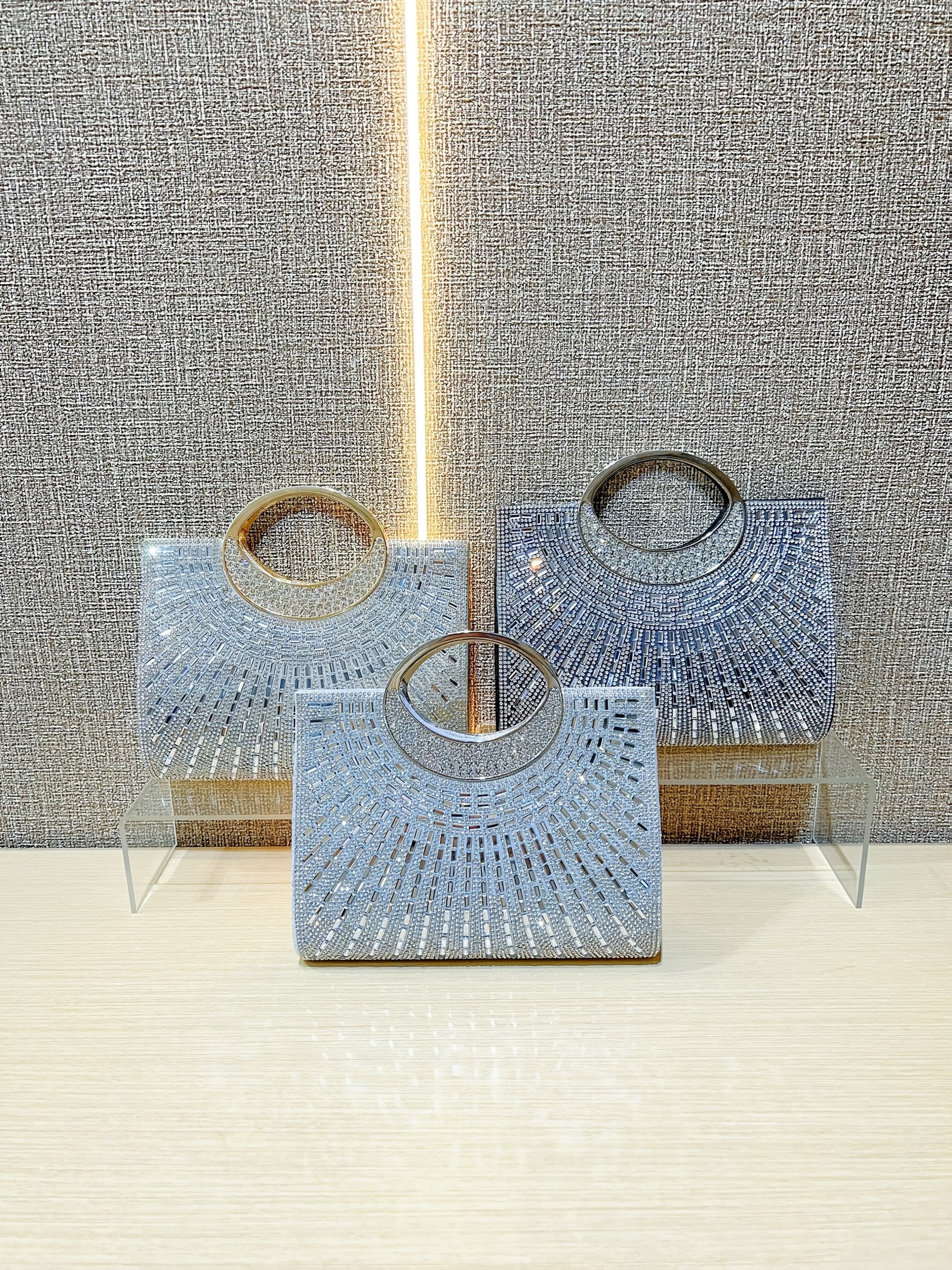 Golden Rhinestone Evening Clutch - Sparkly Glitter Party Purse for Weddings