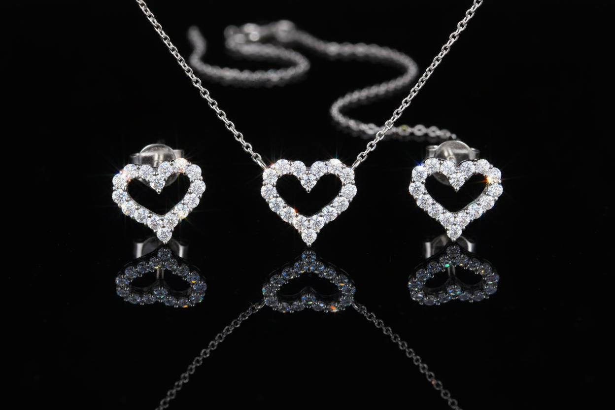 Moissanite Jewelry Set Luxury Studio Photo