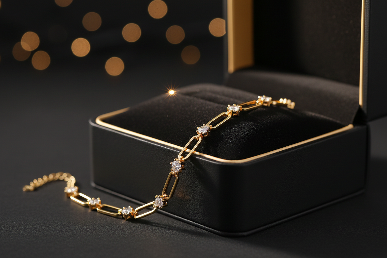 Valentine's Day Gold Moissanite Bracelet